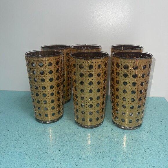 Culver Vintage Glasses Set of 6 Cannella 22K Gold Highball Mid Century Barware - Picture 9 of 9